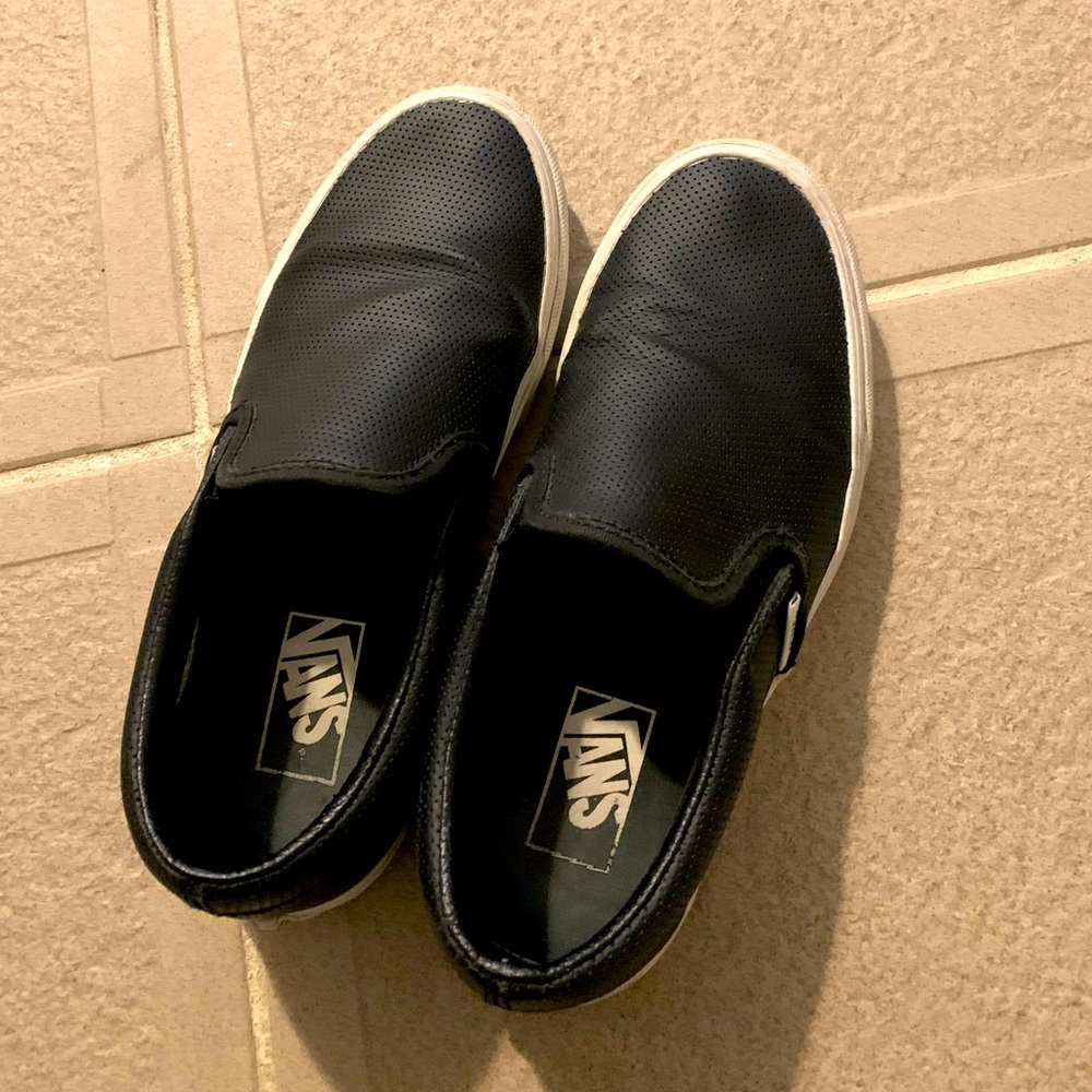 Vans perforated leather slip ons size 8 Ok used condition